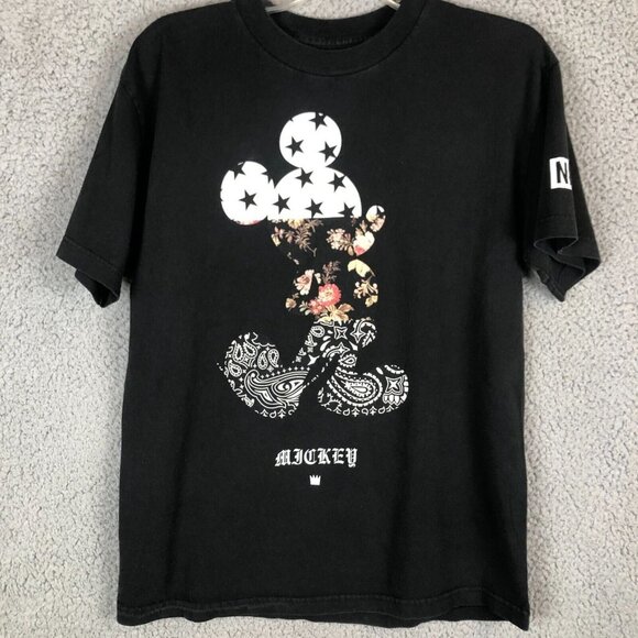 Neff x Disney Mickey Mouse Men's Gangster Hip Hop Old English T shirt Size M - Picture 1 of 5